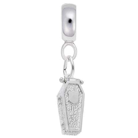 Coffin Charm Dangle Bead In Sterling Silver