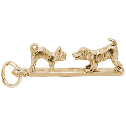 Cat And Dog Charm in Yellow Gold Plated