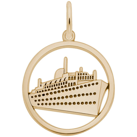 Cruise Ship Charm in Yellow Gold Plated