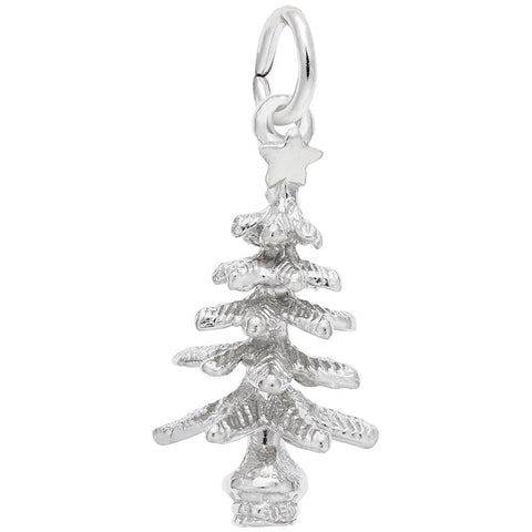 Christmas Tree Charm In 14K White Gold