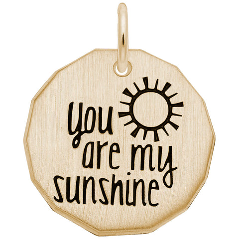 You Are My Sunshine Tag Charm In Yellow Gold