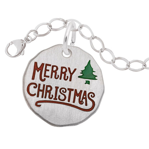 Merry Christmas Charm and Bracelet Set in Sterling Silver