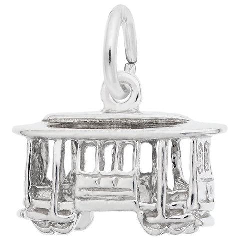 8256-Cable Car Charm In 14K White Gold