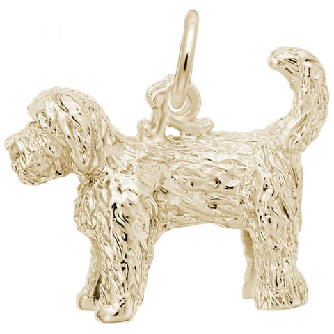 Labradoodle Dog Charm In Yellow Gold