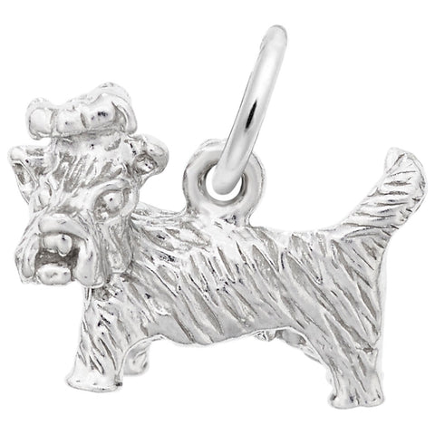 Yorkshire Dog Charm In 14K White Gold
