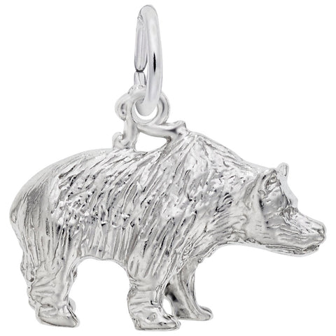 Grizzly Bear Charm In 14K White Gold