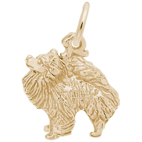 Pomeranian Dog Charm in Yellow Gold Plated