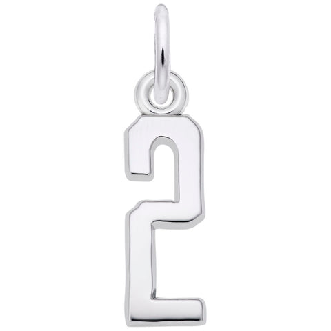 Number 2 Charm In Sterling Silver