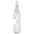 Number 3 Charm In 14K White Gold