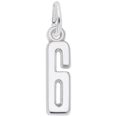 Number 6 Charm In 14K White Gold