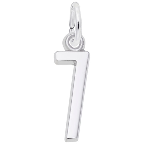 Number 7 Charm In 14K White Gold