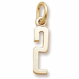 Number 2 charm in Yellow Gold