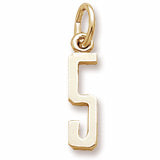 Number 5 charm in Yellow Gold