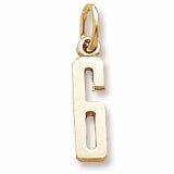 Number 6 charm in Yellow Gold