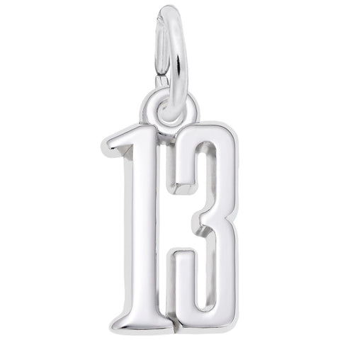 Number 13 Charm In Sterling Silver