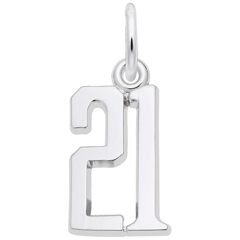 Number 21 Charm In 14K White Gold