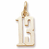 Number 13 charm in Yellow Gold