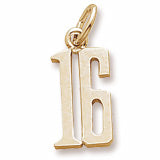 Number 16 charm in Yellow Gold