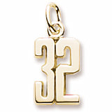 Number 32 charm in Yellow Gold Plated hide-image