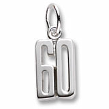 Number 60 charm in Sterling Silver