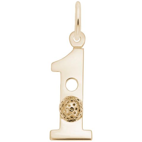 Hole In 1 Golf Charm in Yellow Gold Plated