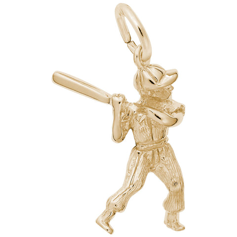 Baseball Player Charm In Yellow Gold