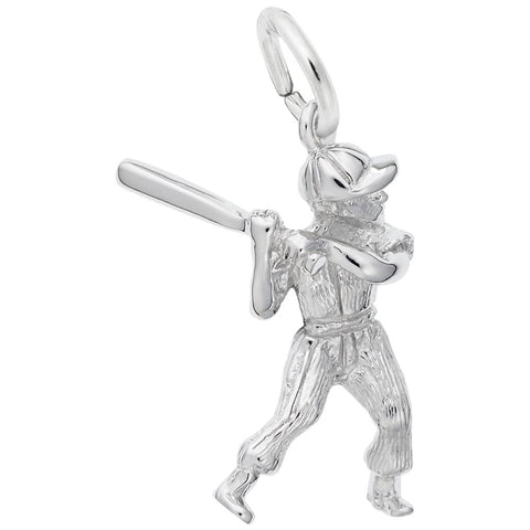 Baseball Player Charm In Sterling Silver