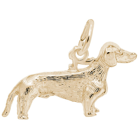 Dachshund Dog Charm in Yellow Gold Plated