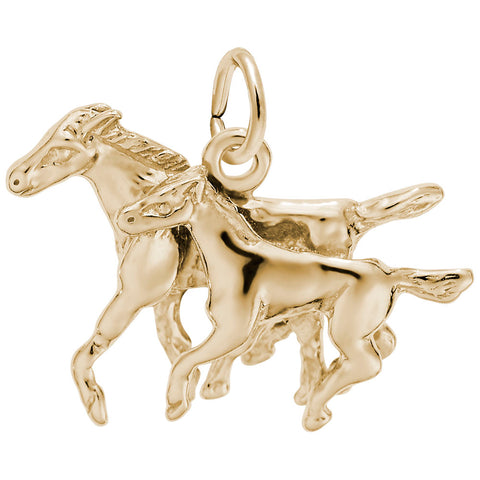Horseandcolt Charm In Yellow Gold