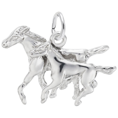 Horseandcolt Charm In Sterling Silver