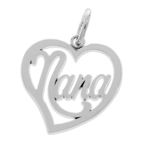 Nana Heart Charm In 14K White Gold