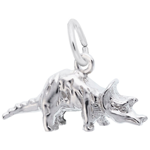 Triceratops Charm In Sterling Silver