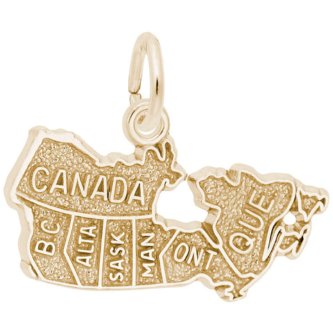 Canada Map Charm In Yellow Gold