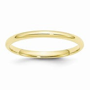 10k Yellow Gold 2mm Lightweight Comfort Fit Wedding Band