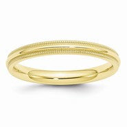 10k Yellow Gold 3mm Milgrain Comfort Fit Wedding Band