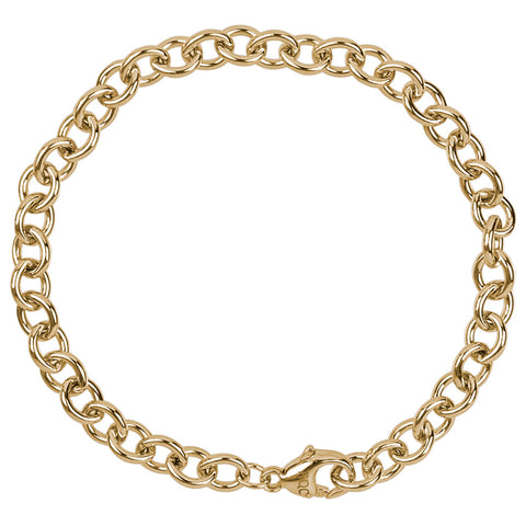 Round Cable Link Classic Charm Bracelet in Gold Plated