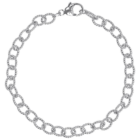 Twisted Link Classic Charm Bracelet in Sterling Silver