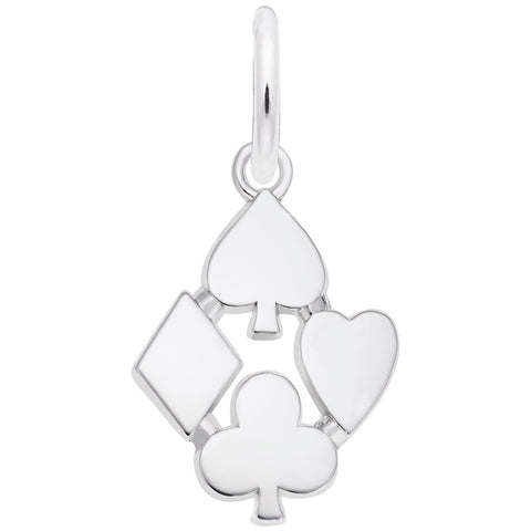 Playing Card Symbols Charm In 14K White Gold