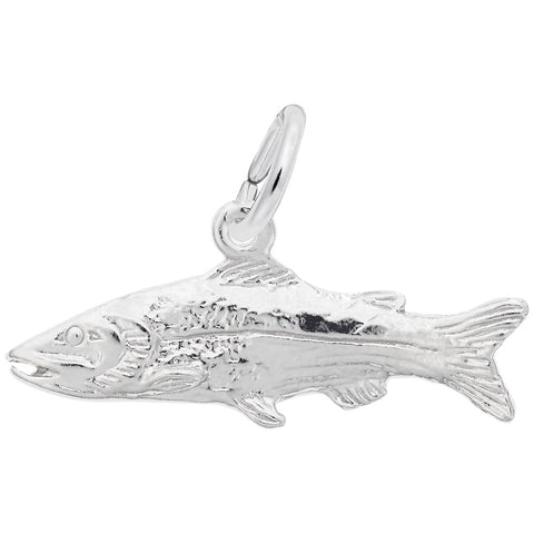 Fish Charm In 14K White Gold