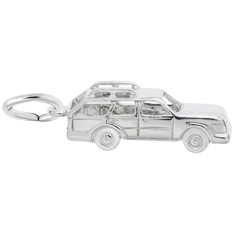 Station Wagon Charm In 14K White Gold