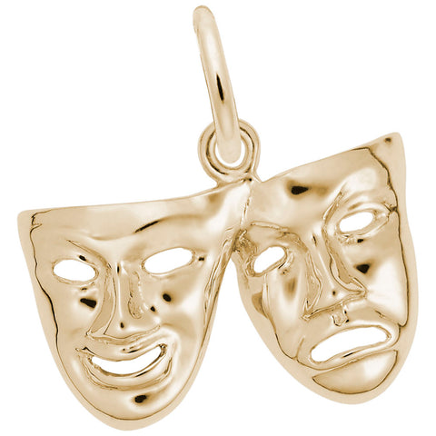 Comedy And Tragedy Charm In Yellow Gold