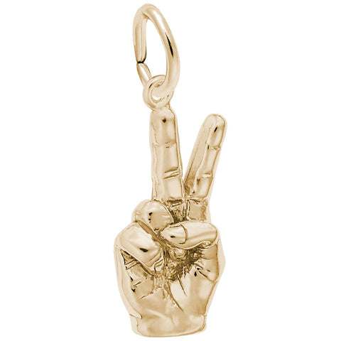 Peace Hand Charm In Yellow Gold