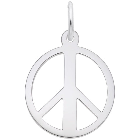 Peace Symbol Charm In 14K White Gold