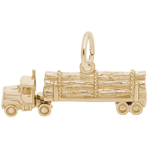 Log Truck Charm in Yellow Gold Plated