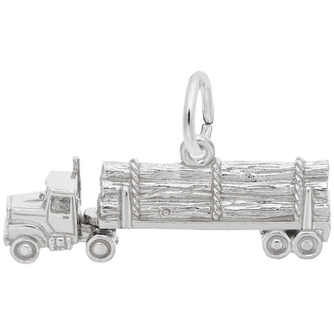 Log Truck Charm In Sterling Silver