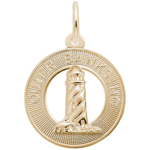 Outer Banks Lighthouse Charm in Yellow Gold Plated
