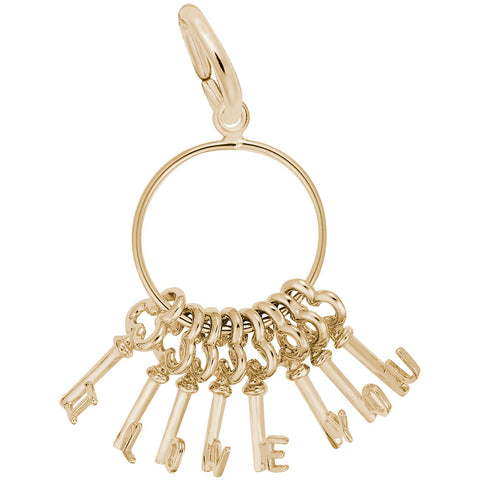 I Love You Keys Charm In Yellow Gold