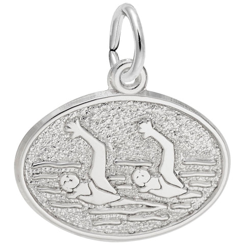 Synchronized Swimming Charm In 14K White Gold