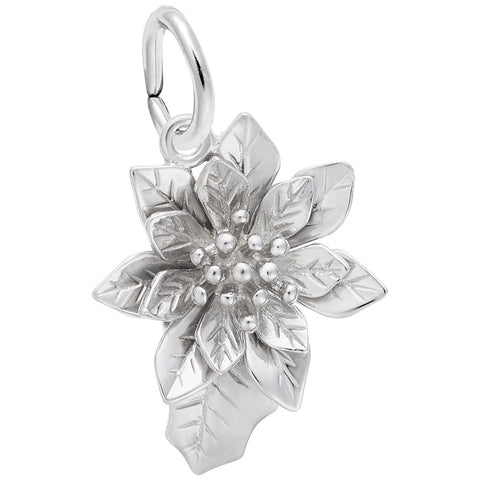 Poinsettia Charm In Sterling Silver