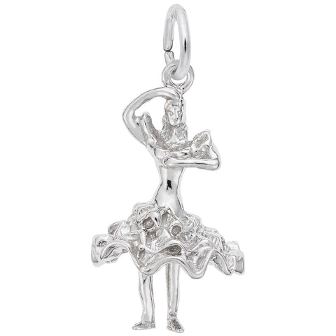 Spanish Dancer Charm In Sterling Silver